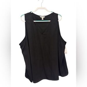 Black V-Neck Top, Sleeveless - Nine West Camisole